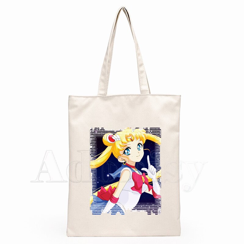 Sailor Moon Túi Xách Canvas Cỡ Lớn In Hình Thủy Thủ Mặt Trăng Phong Cách Harajuku Cho Nữ