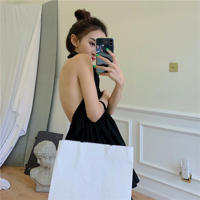 Áo sơ mi dáng xòe hở lưng cổ hồng kông thời trang Becky