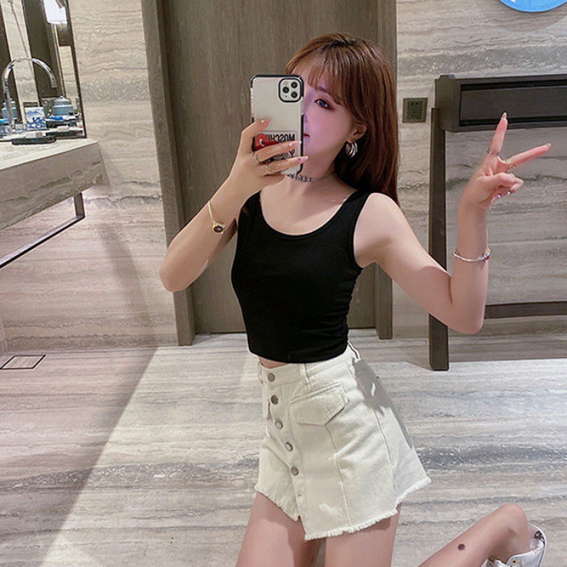 Áo croptop body chất cotton co dãn Xuu Design, Áo ba lỗ trơn kiểu dáng đơn giản nhiều màu siêu đẹp AD05