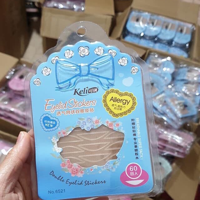 Miếng dán kích mí lưới Keli Allergy Double Eyelid Stickers  kèm keo dán