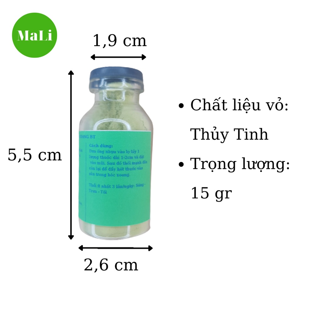 Thổi mũi xoang BT giúp Thông Xoang, Phục Hồi, Lành Xoang, Hết Ngứa 15gr/1 lọ, 100% tự nhiên không chất bảo quản