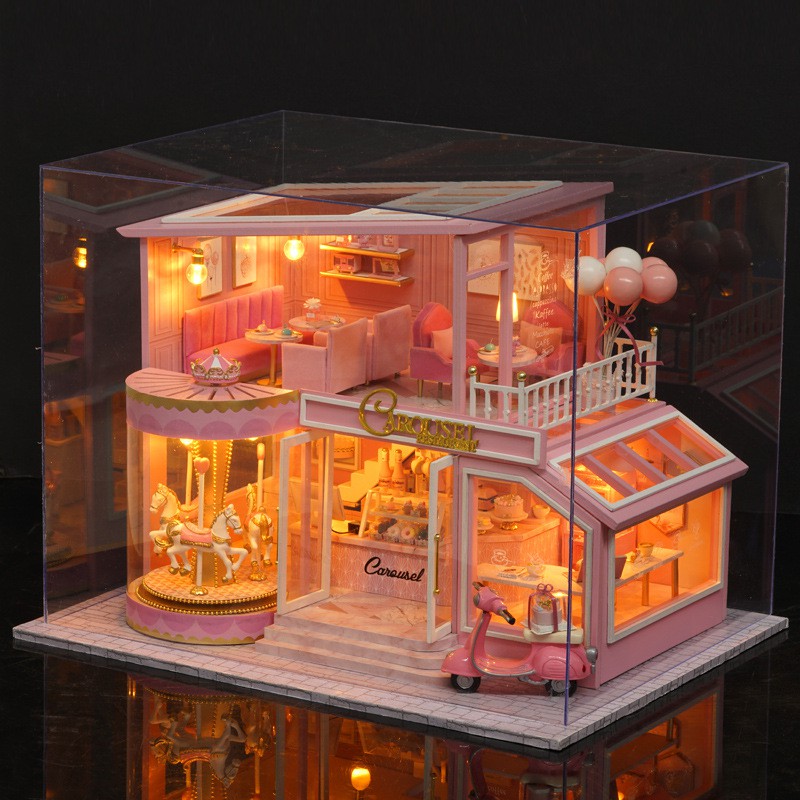 Mô hình nhà DIY Doll House ChildHood Memory Kèm Mica Chống bụi, Bộ dụng cụ, Keo dán và Bộ phát nhạc