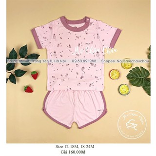 Nous bộ cài vai cộc petit hồng nhạt sz 12-24m