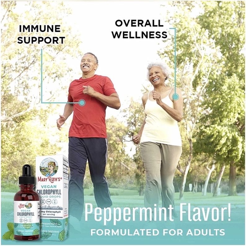 Tinh chất diệp lục cô đặc thuần chay Non GMO Chlorophyll MaryRuth's Organic vị bạc hà 60ml USA