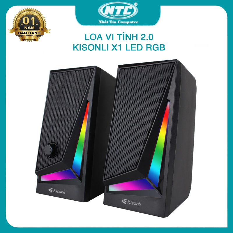 Loa vi tính 2.0 Kisonli X1 led RGB âm thanh cực hay - thiết kế hiện đại (đen) Nhất Tín Computer