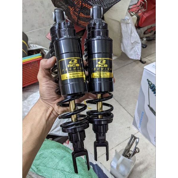 Phuộc RCB/NITRON bình dầu ty vàng full đen gắn AB NOUVO 4 5 6 PCX NVX Impulse Shark Dylan PS Sh ý