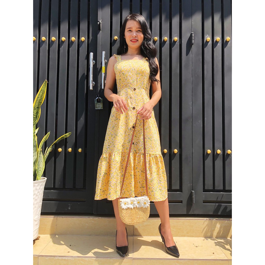 Đầm Xòe Họa Tiết Hoa Lá - Đẹp Và Giá Rẻ - GR0036