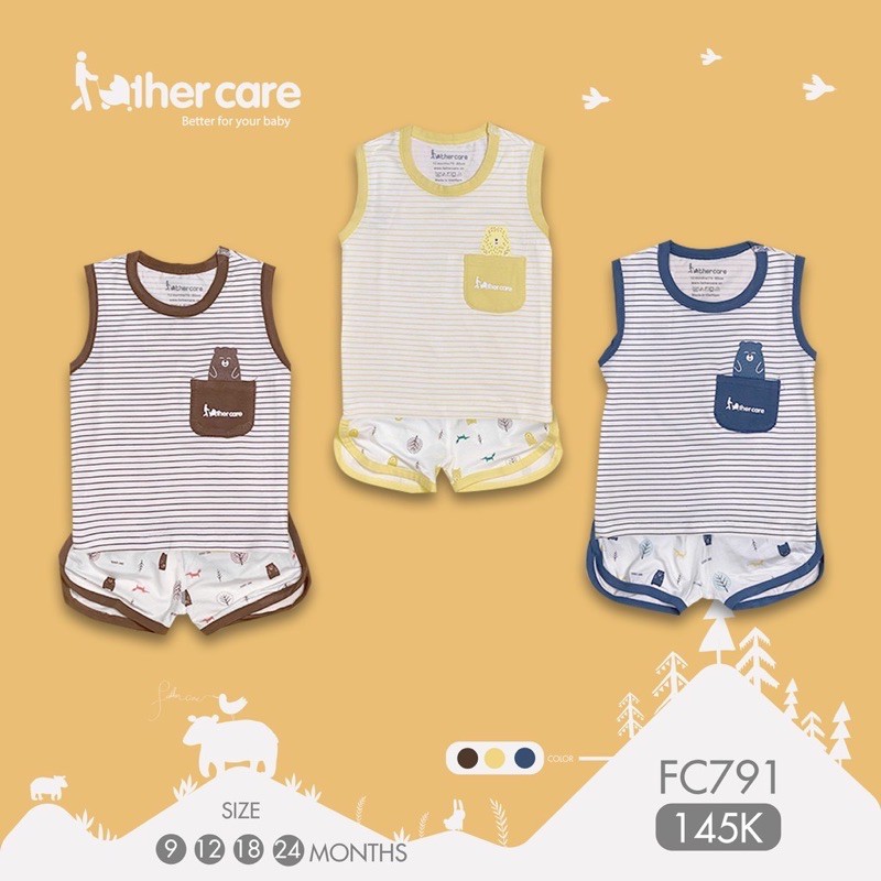 Bộ Quần áo FatherCare ba lỗ - Gấu trắng và Gấu cáo (Kẻ - HT) FC791 Fc788