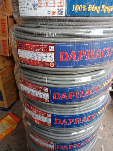 Dây điện đôi 2x 1.5 Daphaco -10m dây pha tròn xám 2 lớp vỏ bọc PVC