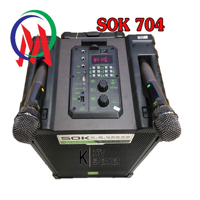 [LOA KÉO GỖ 4 TẤC + 2 MIC] LOA KÉO SOK 704