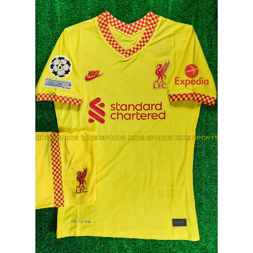 Bộ áo bóng đá Liverpool - liver sân khách vàng Super bodyfix Thailand mùa giải 2021-2022 Hàng Thailand