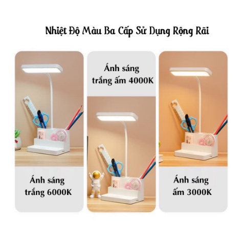 Đèn Học Chống Cận, Đèn Học Đèn Bàn Tiết Kiệm Điện Có Ngăn Đựng Đồ Đựng Bút Tiện Lợi