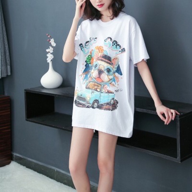 [ HÌNH THẬT, CÓ VIDEO] Áo phông nữ tay lỡ cổ tròn in hình hót hít gắn đá sang trọng | BigBuy360 - bigbuy360.vn