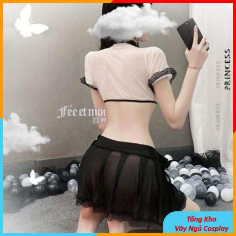 Bộ đồ ngủ cosplay sexy nữ sinh,thủy thủ gợi cảm - gồm áo croptop và đầm ngủ dáng xòe - Mã NS002 (không tất) | BigBuy360 - bigbuy360.vn