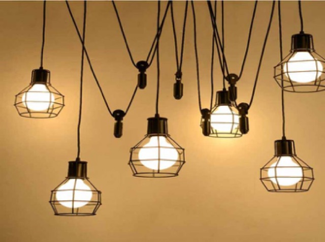 Đèn thả trần hình mạng nhện với 5 bóng tròn