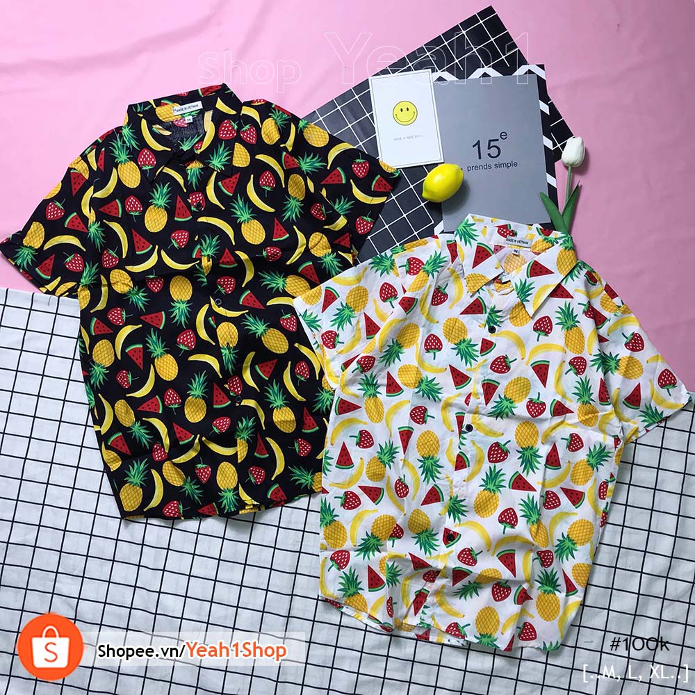 [Yeah1Shop]- Áo sơ mi đi biển thơm dâu (M,L,XL) - SMTC