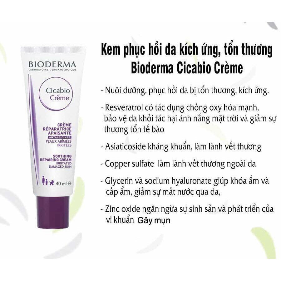 Kem Dưỡng Tím Cho Da Nhạy Cảm Bioderma Cicabio Cream (40ml)