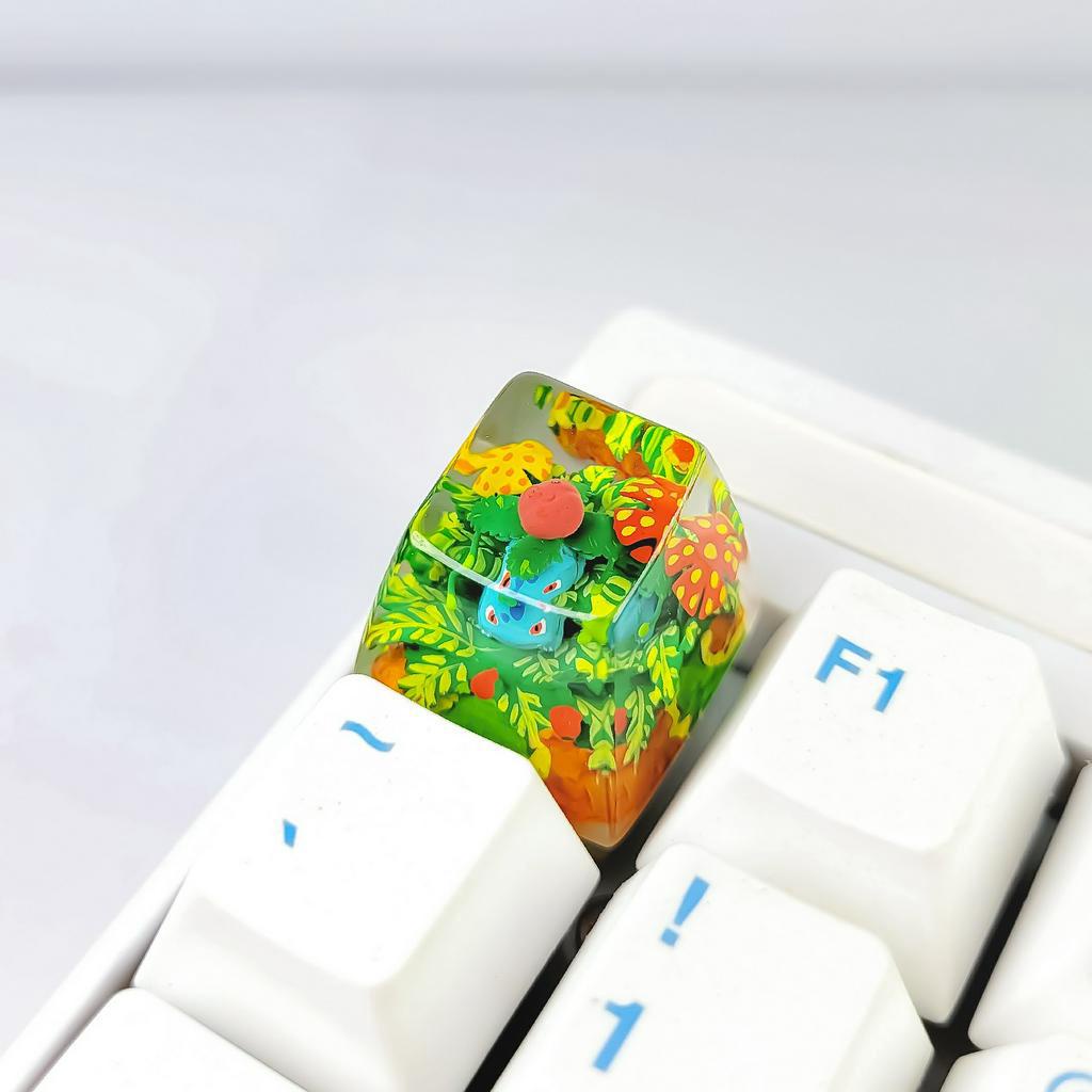 Nút bàn phím Pokemon, nút bàn phím Ivysaur , Bàn phím nhân vật hoạt hình -  Ivysaur keycap, POKÉMON Artisan Keycap