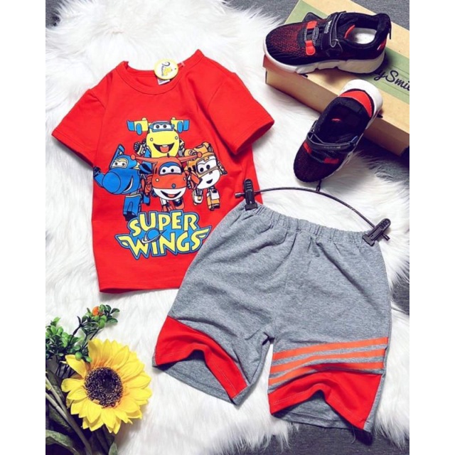 Bộ tay ngắn quần ngố bé trai thun cotton 4 chiều mềm mát