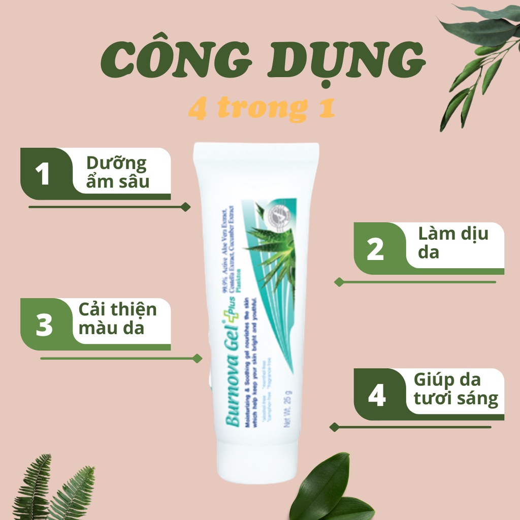 Gel dưỡng ẩm Burnova Gel Plus Plankton dưỡng ẩm và nâng tone da 25g