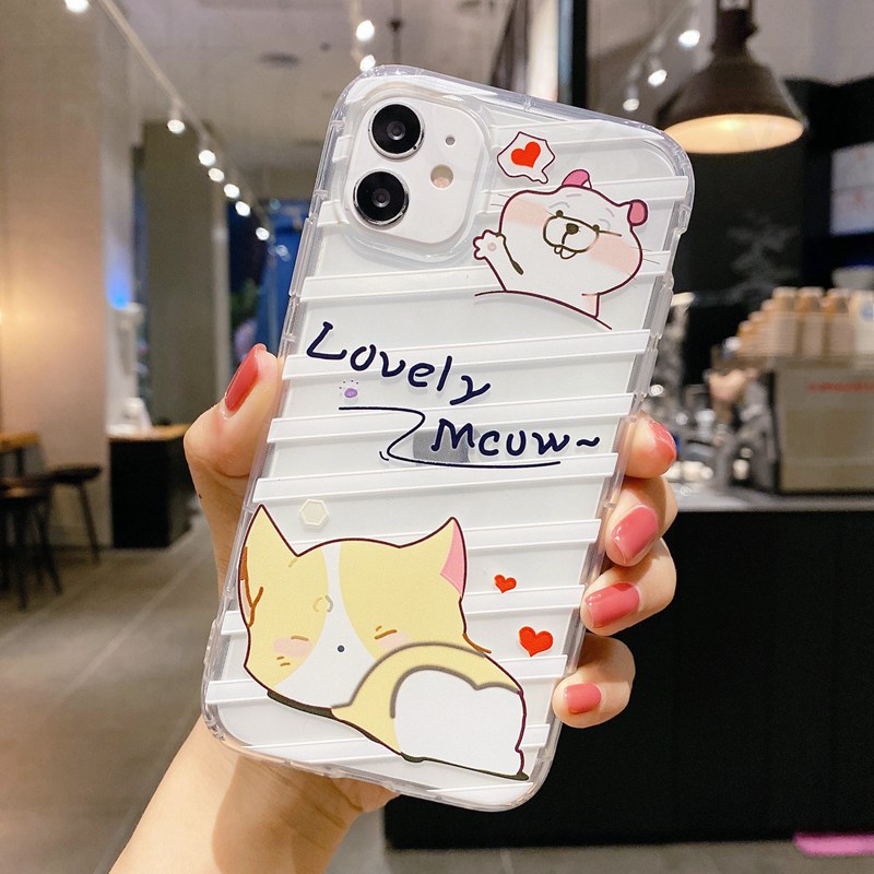 Samsung Galaxy S10 Lite Note 10 Lite M40 M60S M80S A7 2018 J7 J2 Grand Prime On7 2016 Phone Case Cute Cat Squirrel Soft Clear Air Pressure Cover