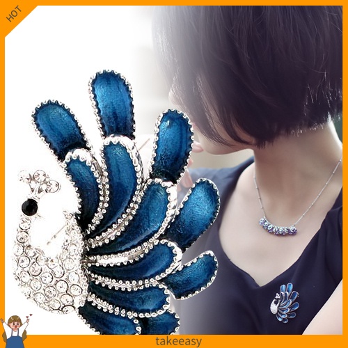 Ghim Cài Áo Hình Con Công Đính Đá Nhân Tạo Thời Trang