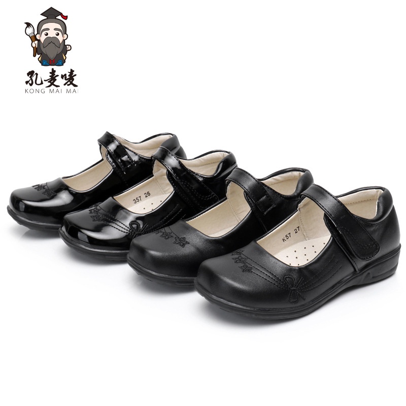 Giày Công Chúa Bằng Da Màu Đen Trơn Cỡ Nhỏ / Trung Bình / Nhỏ Thời Trang Xuân Thu Cho Bé Gái