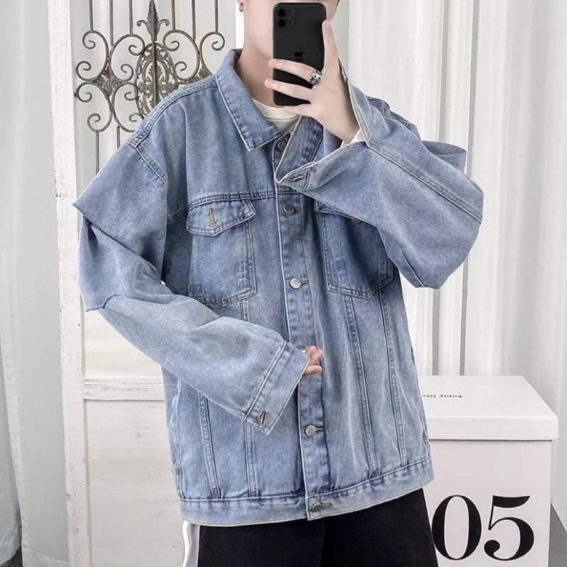 Áo Khoác Jean From Rộng Phong Cách Hàn Quốc Thời Trang Unisex Nam Nữ