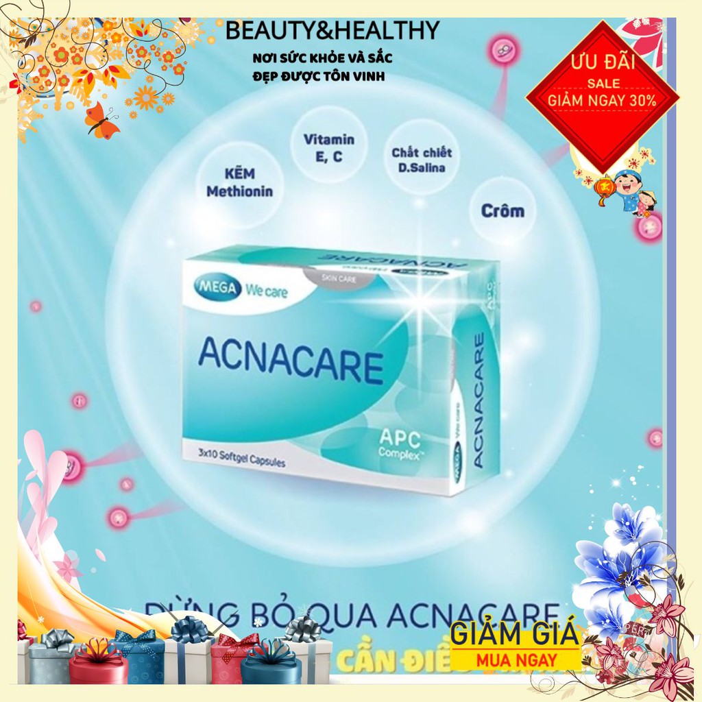 ACNACARE VIÊN UỐNG GIẢM MỤN NGĂN NGỪA MỤN GIÚP GIẢM THÂM DO MỤN, VÀ GIÚP SÁNG DA