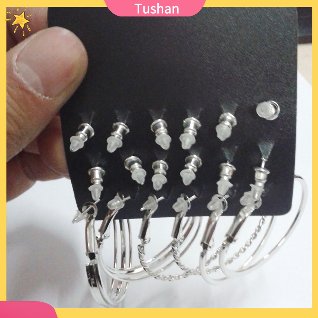 Set 9 đôi khuyên tai hợp kim đính đá thời trang nữ tính