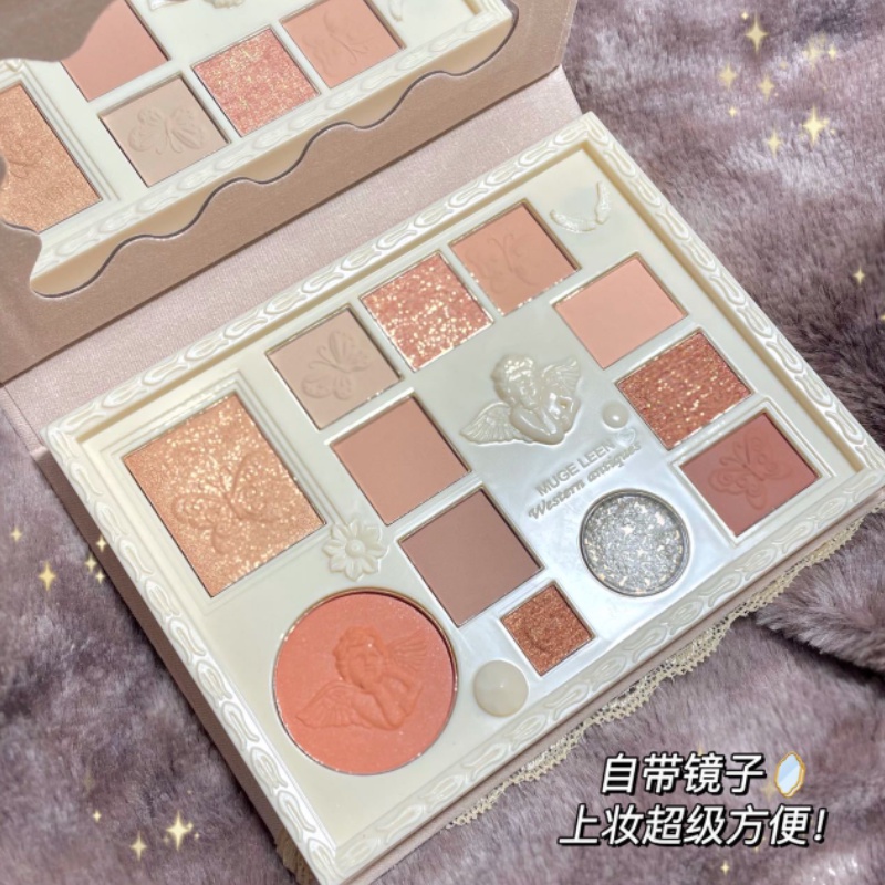 [Hàng mới về] Bảng phấn mắt MUGE LEEN 12 màu tông lì hiệu ứng ngọc trai trang điểm đẹp mắt