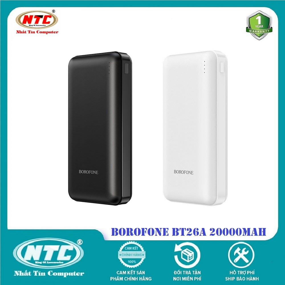 Pin sạc dự phòng Borofone BT26A Super 20000mAH hỗ trợ QC3.0 và PD Type-C, 2 cổng Input - Hàng chính hãng