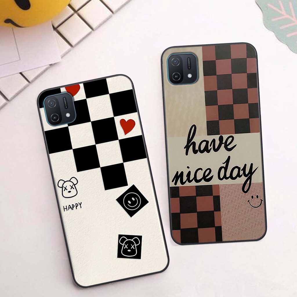 Ốp Oppo A16k caro trái tim cá tính, thời trang siêu đẹp, siêu phong cách