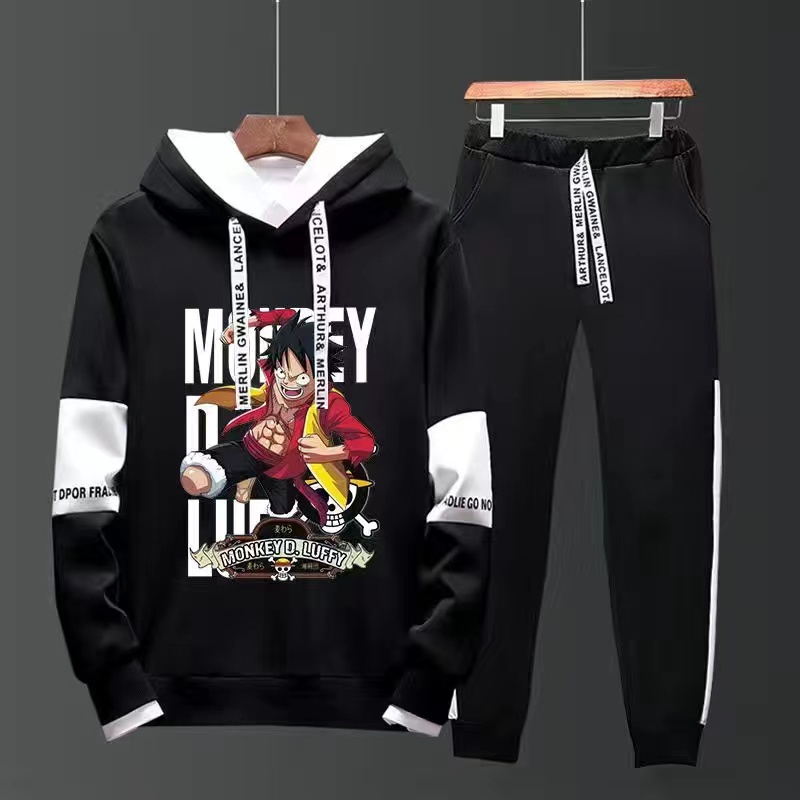 Set Áo Hoodie Tay Dài Và Quần Dài In Họa Tiết Anime One Piece Phong Cách Nhật Bản Cho Nam