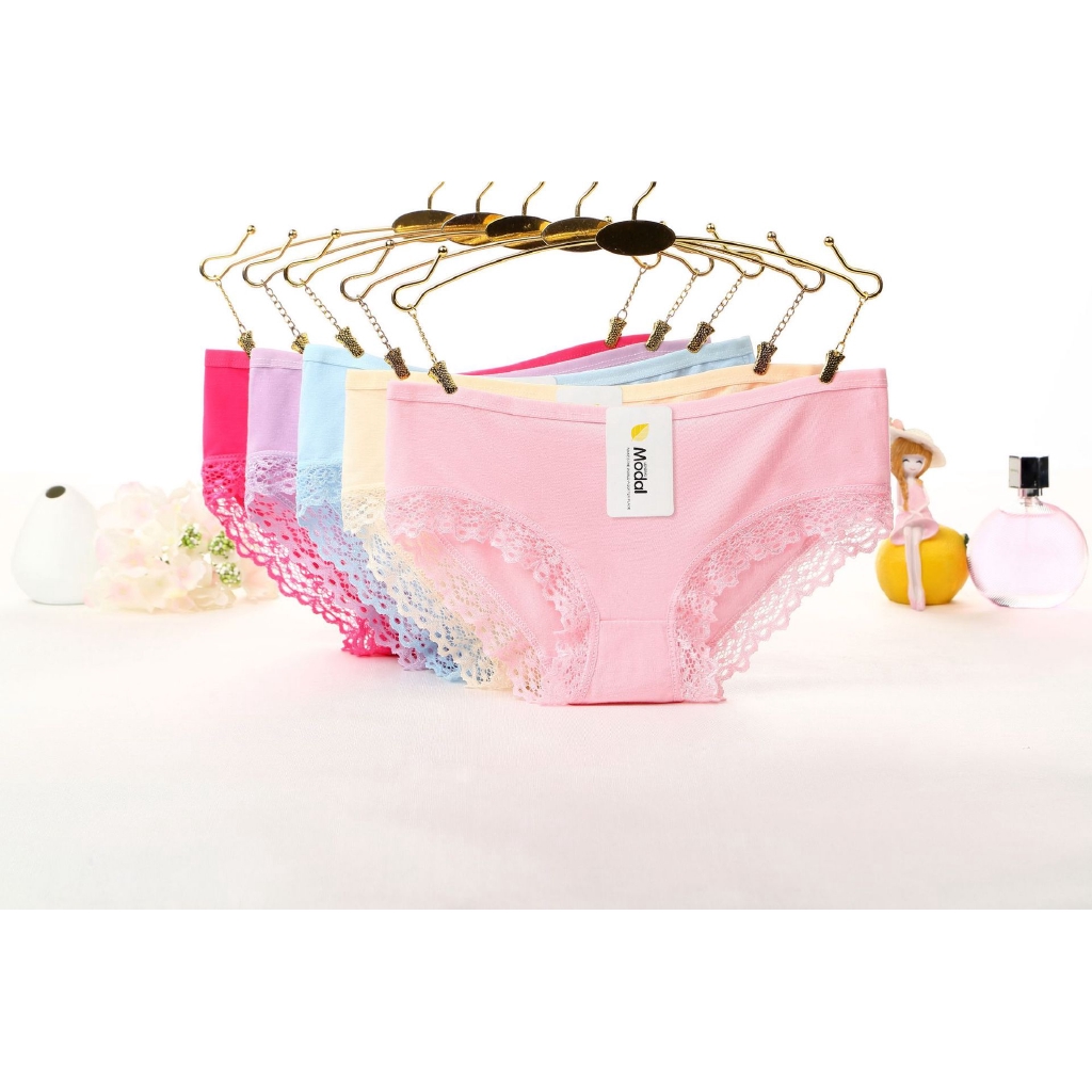 Quần Lót Lưng Thấp Màu Trơn Phối Ren Xinh Xắn Cho Bạn Nữ | BigBuy360 - bigbuy360.vn