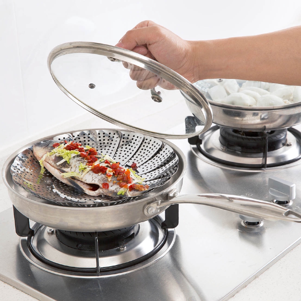 Khay hấp JUJIAJIA bằng bạc không gỉ có thể gấp gọn tiện dụng cho nhà bếp