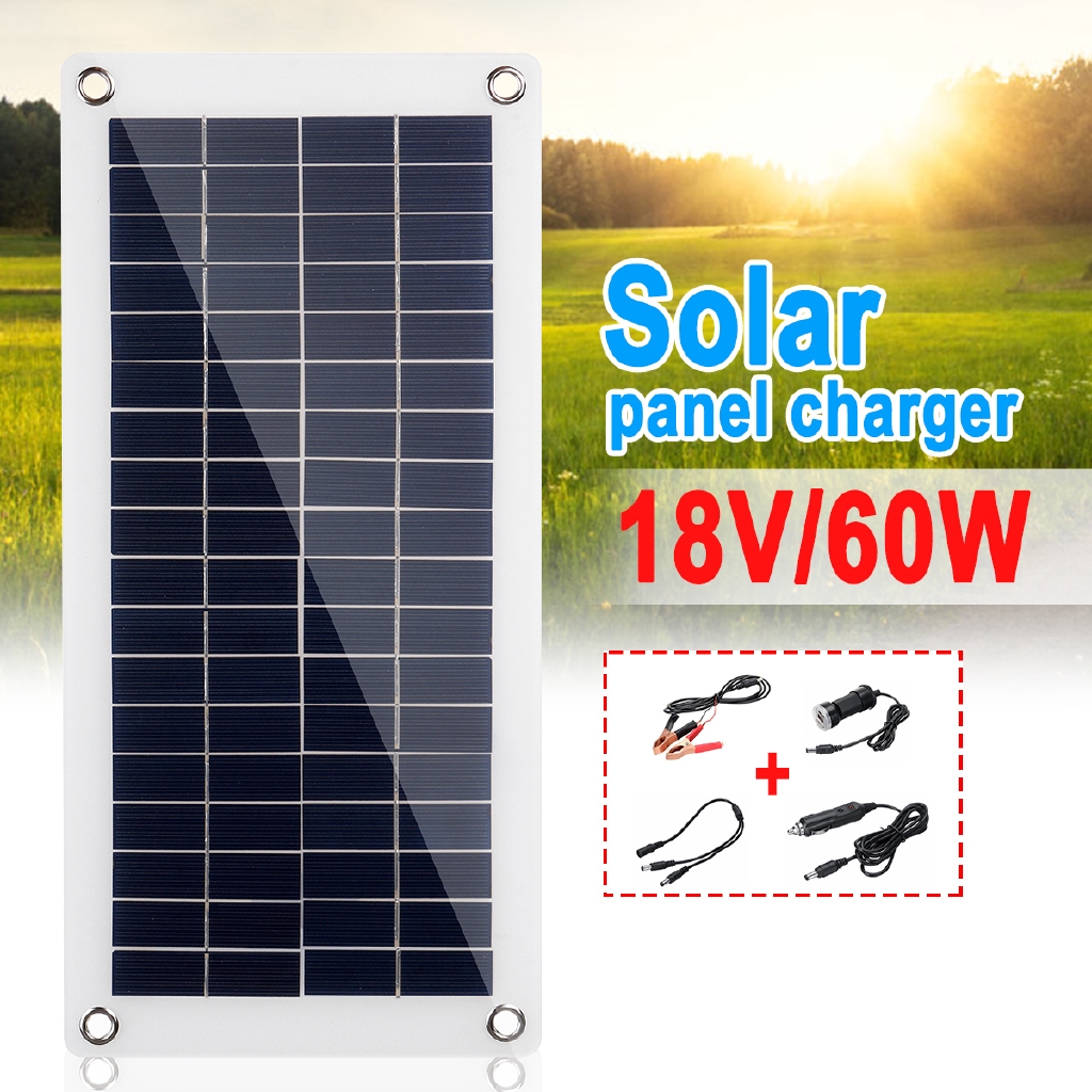 Tấm pin năng lượng mặt trời Polysilicon loại A hiệu suất cao 60W 18V chống thấm nước dùng cho cắm trại