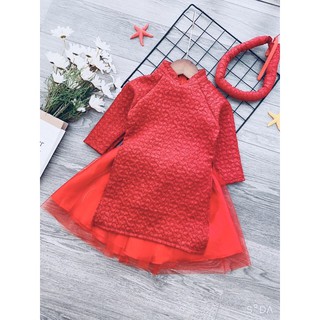 Set áo dài gấm bé gái