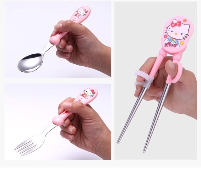 Set thìa dĩa đũa inox Hello Kitty và Doremon