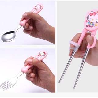Set thìa dĩa đũa inox Hello Kitty và Doremon (muỗng nĩa)