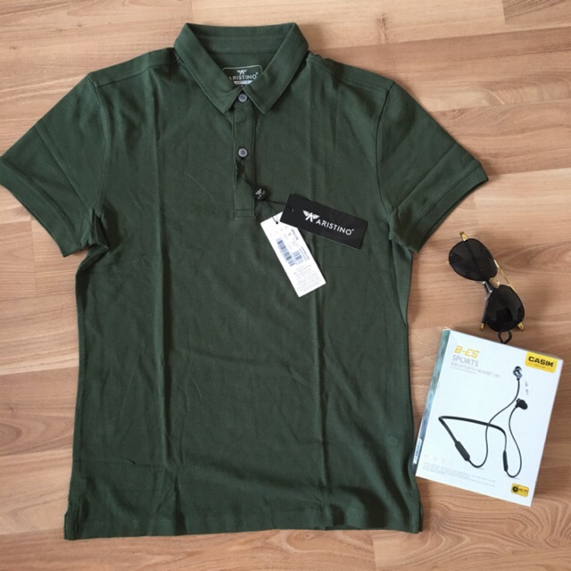 XẢ KHO CHỈ CÒN S  Áo Polo Aristino APS011s8 Màu Xanh Rêu-Slim