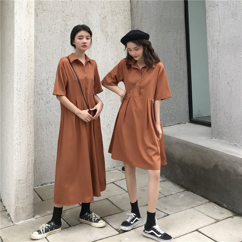 (ORDER) Váy sơ mi dáng babydoll đơn giản năng động style retro Hong Kong đôi bạn thân (MẪU MỚI 2020)