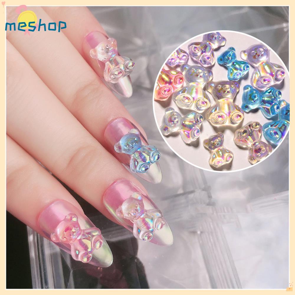 Set 3 Phụ Kiện Trang Trí Hình Gấu 3D Dễ Thương|Phụ Kiện Trang Trí Móng Tay Lấp Lánh Xinh Xắn