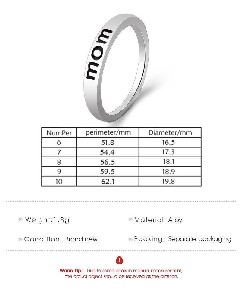 Nhẫn Khắc Chữ Mom Thiết Kế Tinh Tế Thời Trang