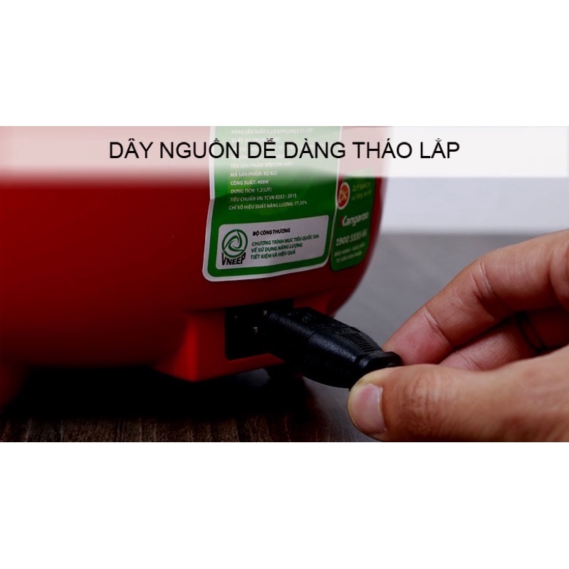 Nồi cơm điện Kangaroo 1.2 lít KG822 đỏ hàng mới %