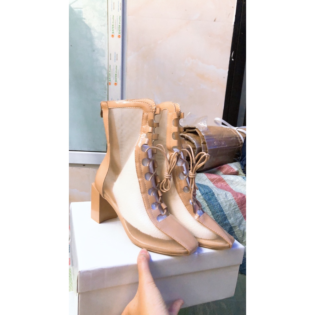 FREESHIP BỐT NỮ LỠ PHỐI LƯỚI BUỘC DÂY CAO CẤP FULLBOX MÃ 1583 | BigBuy360 - bigbuy360.vn