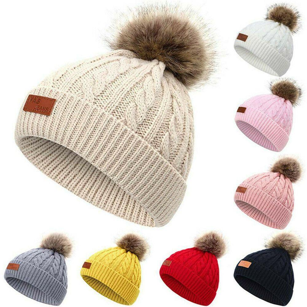 Mũ Len Beanie Đính Quả Bông Cho Bé MIHAN1