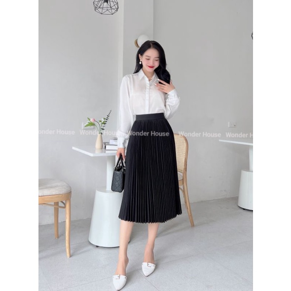 Chân váy thiết kế Wonder House xếp ly nhỏ dáng dài công sở, dạo phố nữ tính - Lyly Skirt