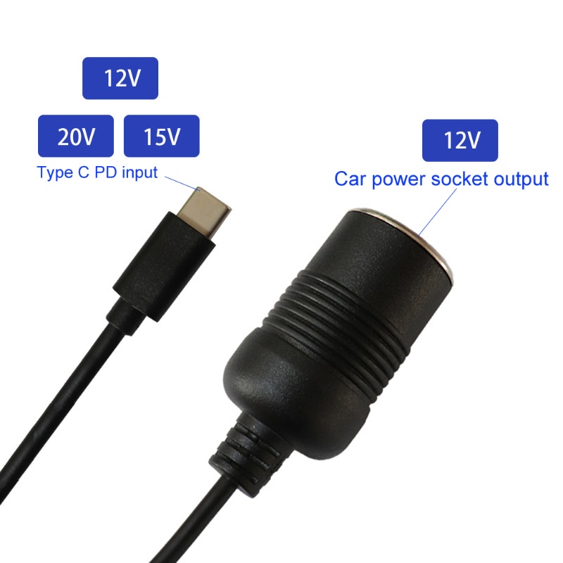 【3C】Dây cáp chuyển đổi USB C PD Type C sang 12V cho xe hơi