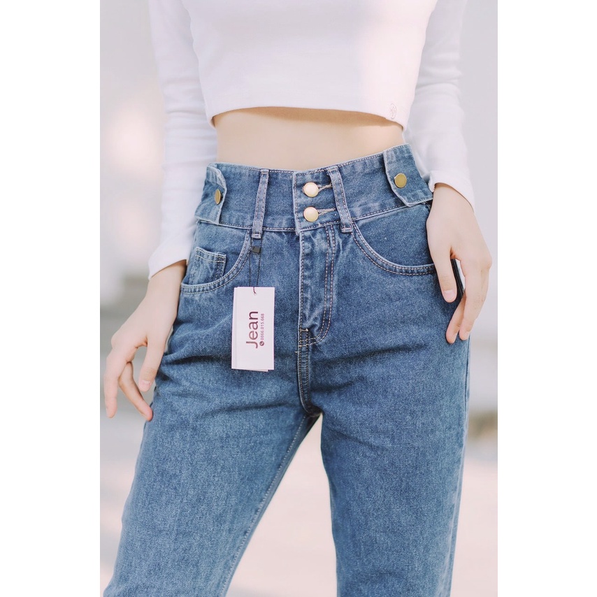 Quần baggy jean trơn cạp cao quảng châu MSHA